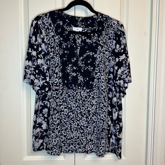 Jilliana Print Blouse Navy